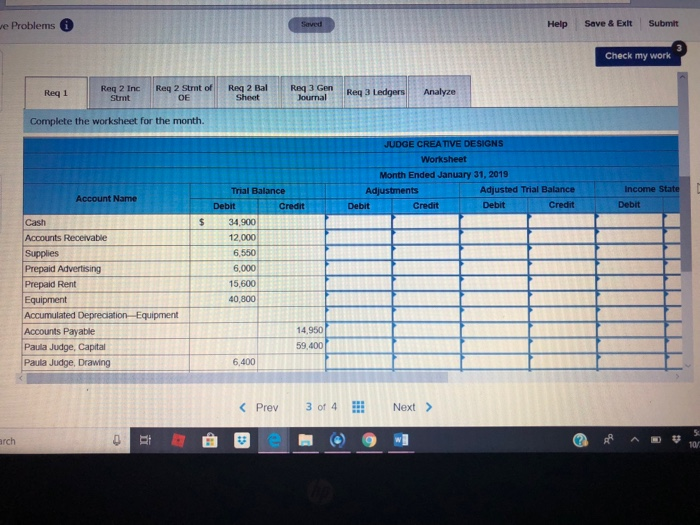 owns Judge Creative Designs. The trial balance of the firm for January