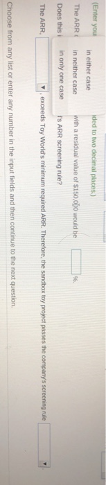 data) Calculate the sandbox toy project's ARR the sandbox toy project had