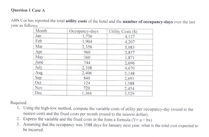 Question 1 Case A Feb ABS Cor has reported the total