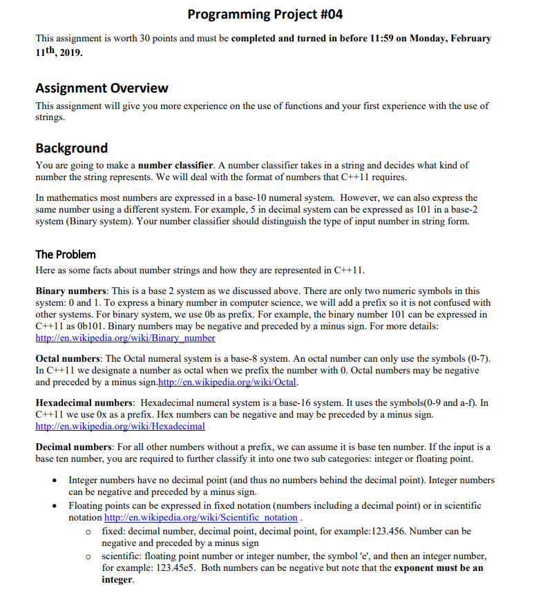  c++ with space please Programming Project #04 This assignment is worth