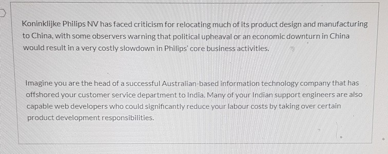 question 1: would you consider moving product development to india??explain your