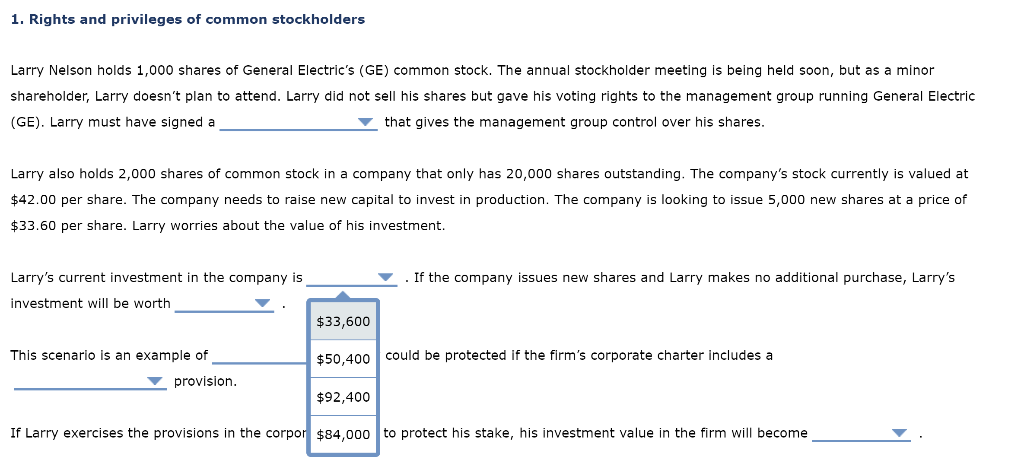Nelson holds 1,000 shares of General Electric's (GE) common stock. The annual