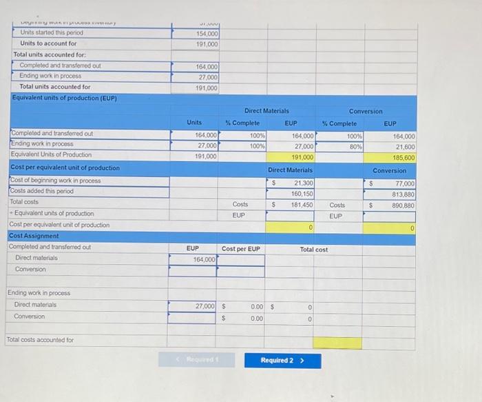 departments. Cutting and Assembly. Information for the Cutting department follows Required: 1.