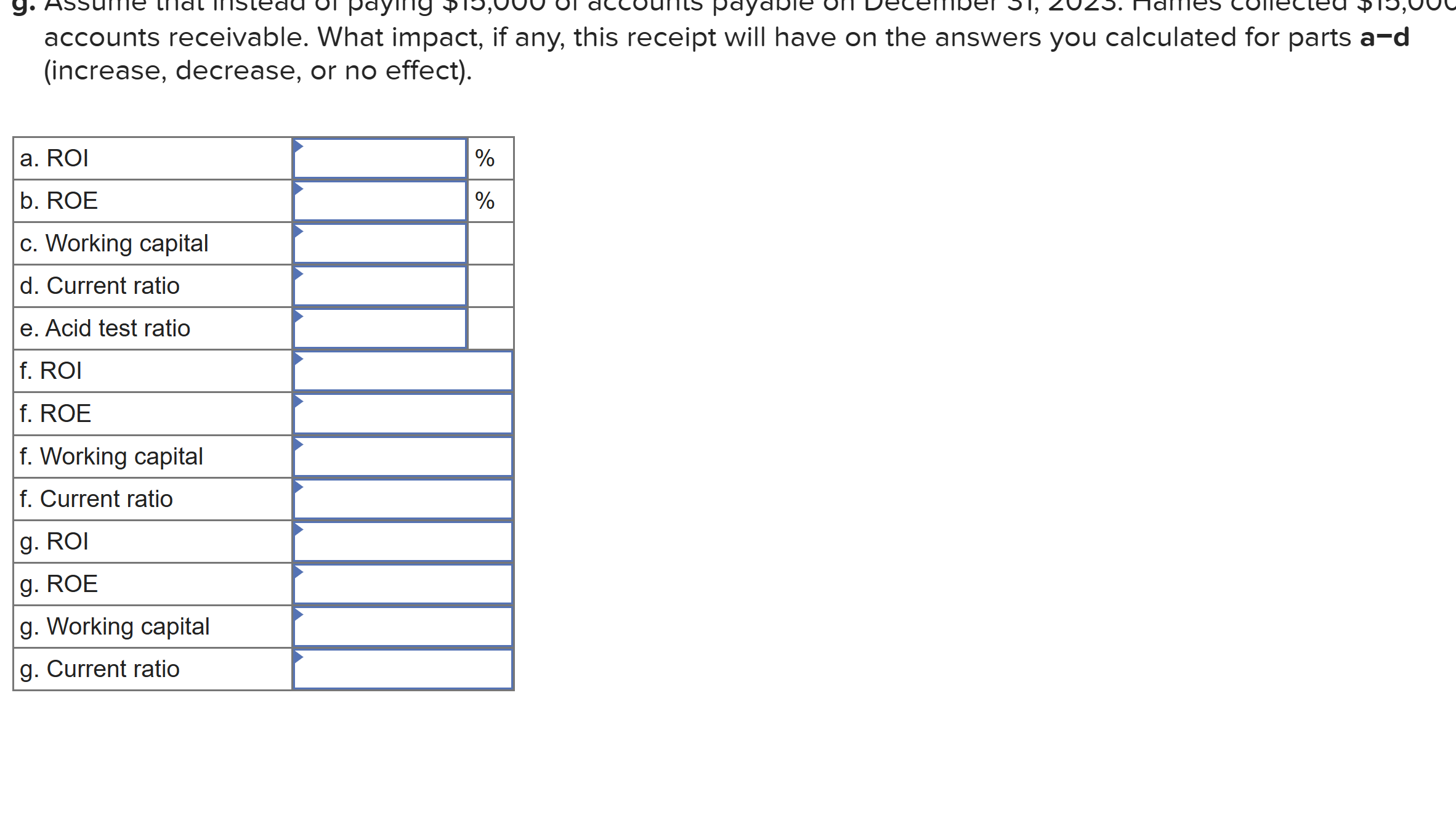 2023, totaled $580,000. Required: a. Calculate ROI for 2023. Note: Do not