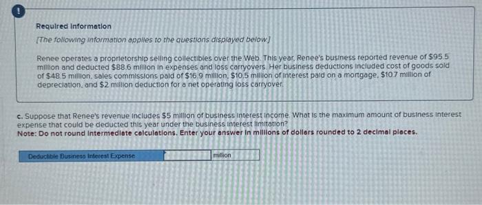 collectibles over the Web. This year, Renee's business reported revenue of $95.5.