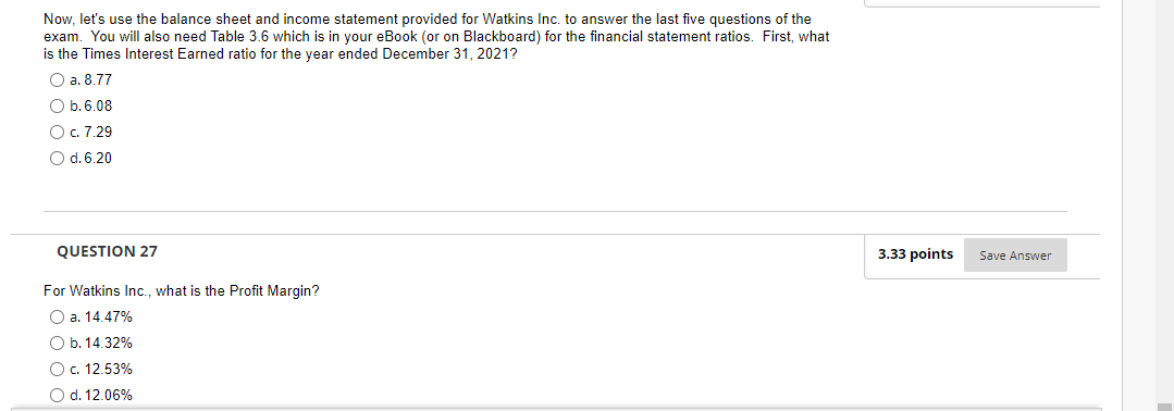 statement provided for Watkins Inc. to answer the last five questions of