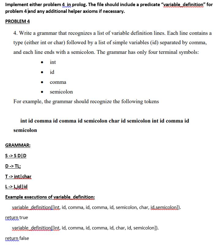 Use Prolog for this question Please solve step by step and
