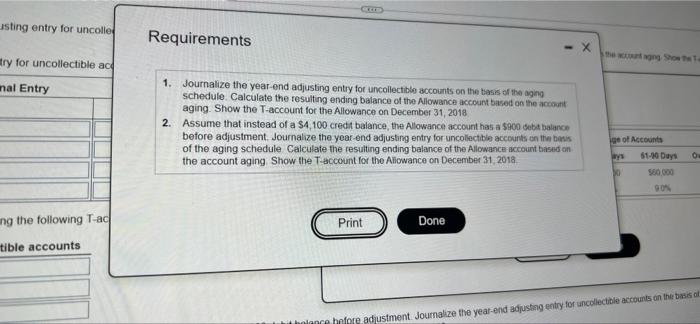 of the aging schedule Calculate the e Allowance on December 31, 2018