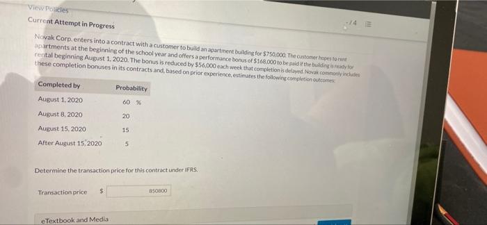  View Policies Current Attempt in Progress Novak Corp.enters into a contract