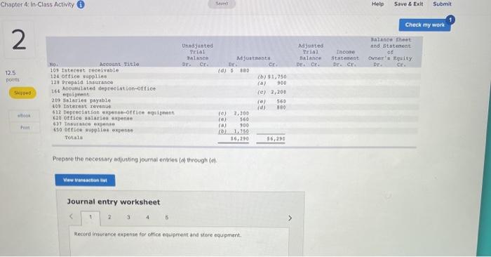  Chapter 4: In-Class Activity Help Save & Ext Submit Check my
