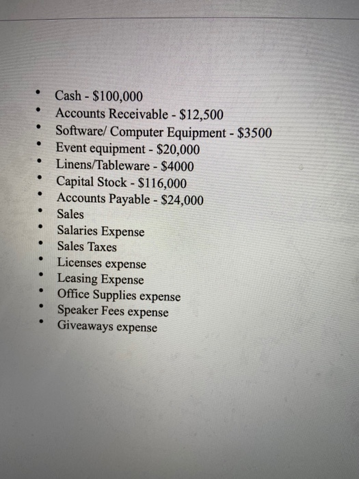 the following information construct the appropriate t-accounts, create an income statement and