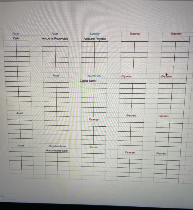 a balance sheet Hurricane Event and Party Planning Company. Use the T-account