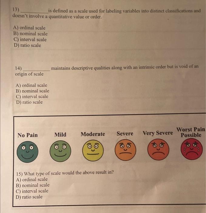  13) is defined as a scale used for labeling variables into