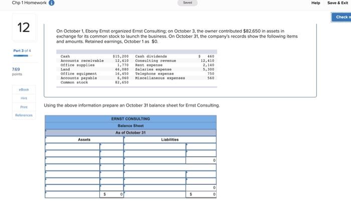  Chp 1 Homework Help Save & Exit Check 12 On October
