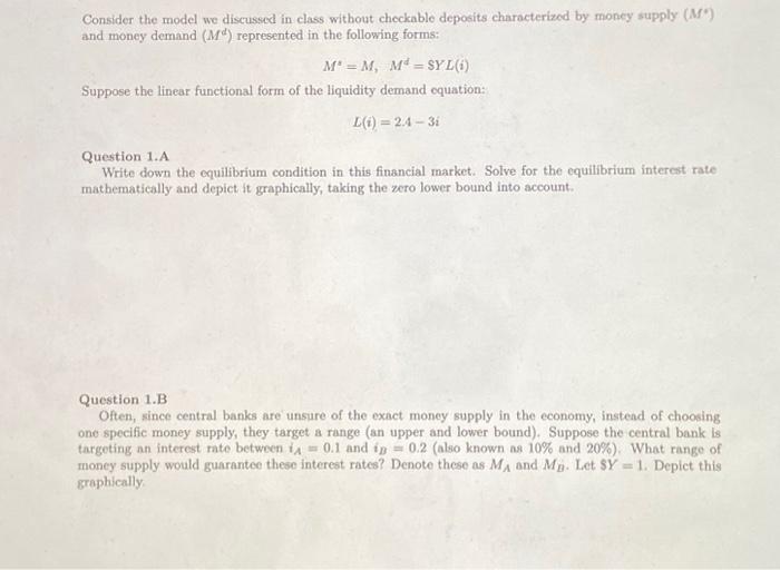  please do asap thanks :) Consider the model we discussed in