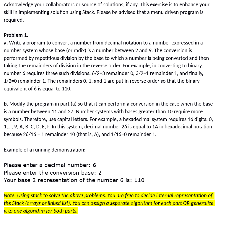 In C Write a program to convert a number from decimal notation