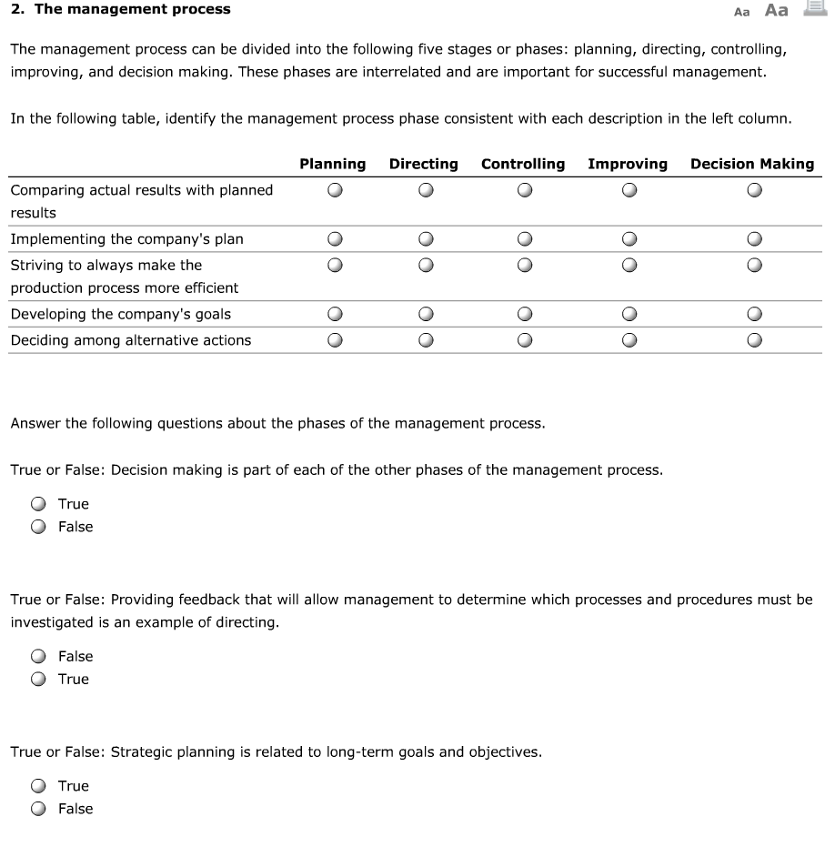  The management process can be divided into the following five stages