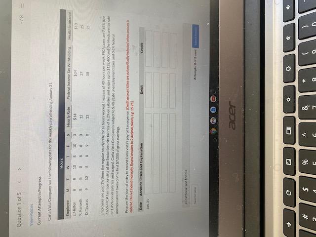  Question 1015 View Policles Current Attempt in Progress Carla Vista Company