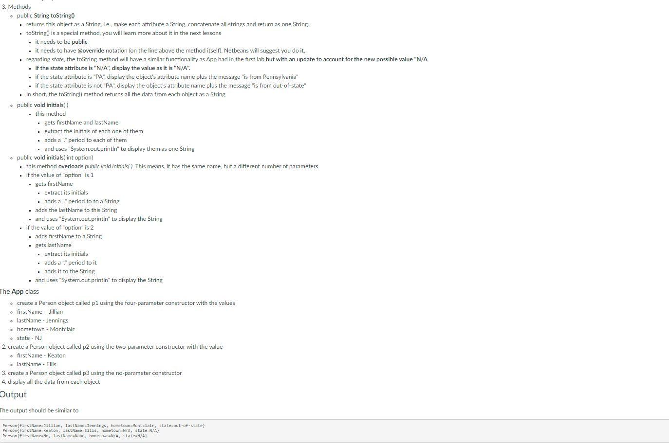 you. // Person class public class Person { // Attributes private String