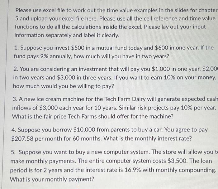 in the slides for chapter 4 and upload your excel file here.