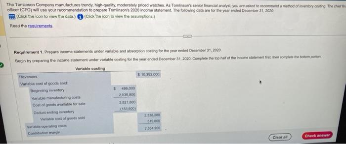 Hi can i please get help from this please? The Tockinson Company