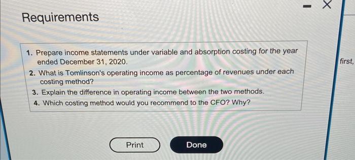 are asked to recommend a method of itventbry coiting Ine chinf Es