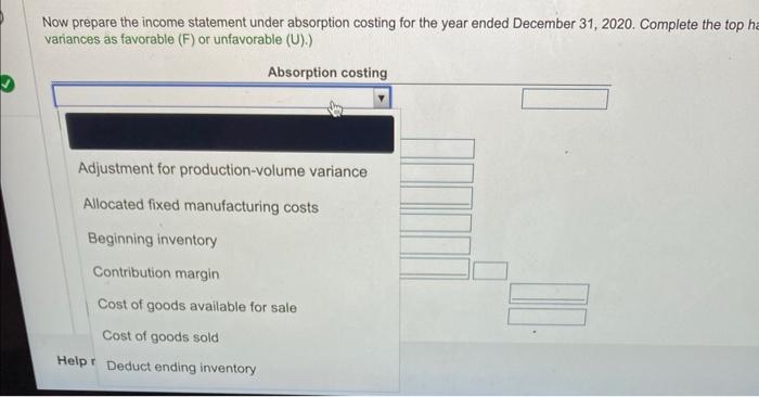 The following data are for the year ended Docomber 31,2080 (Click the