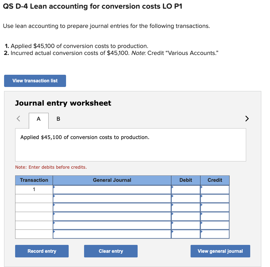 QS D-4 Lean accounting for conversion costs LO P1 Use lean