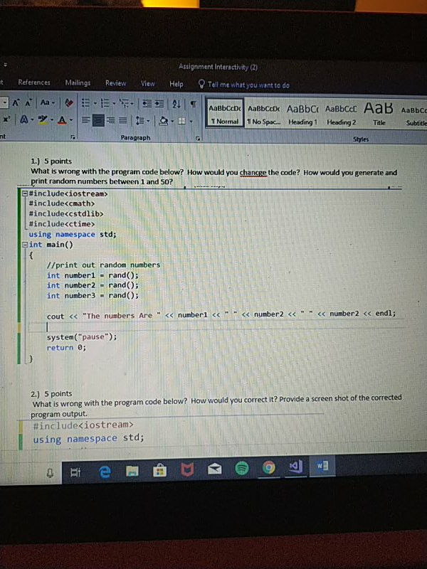 I'm having trouble finding the answers to this assignment Assignment Interactivity