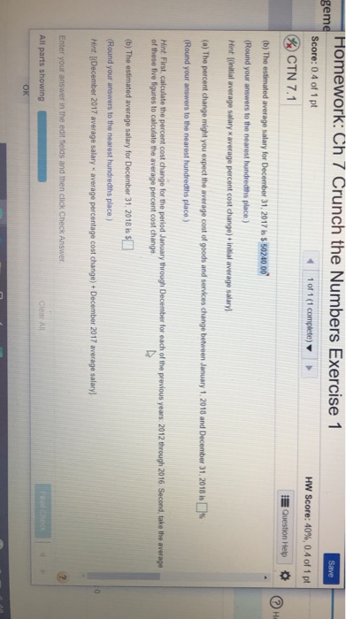 HW Score: 40%, 0.4 of 1 pt Question Help 2014 2015 2016