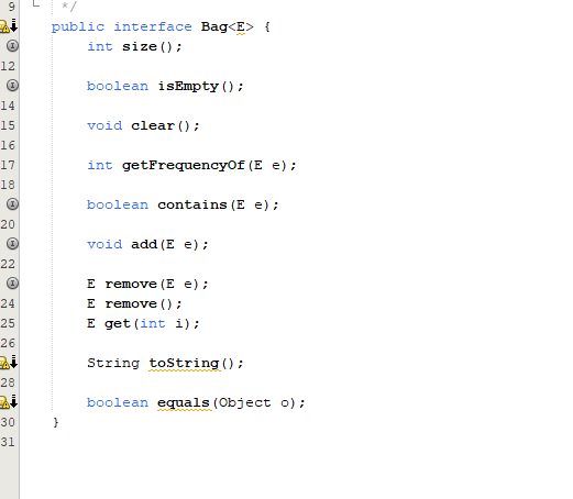use the ArrayBag and LinkedBag classes provided below. I will paste as