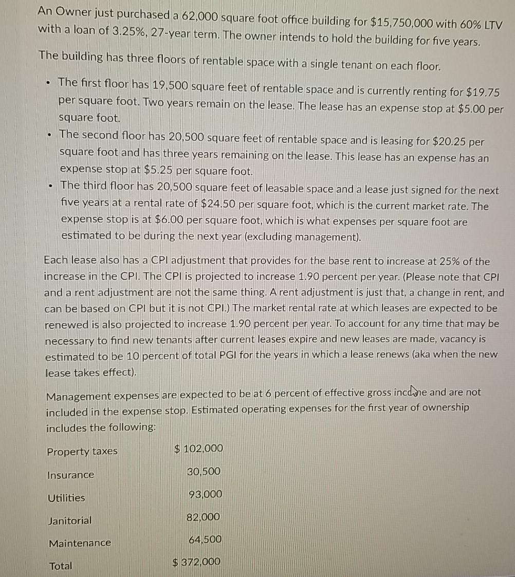 help with this spreadsheet please. An Owner just purchased a 62,000