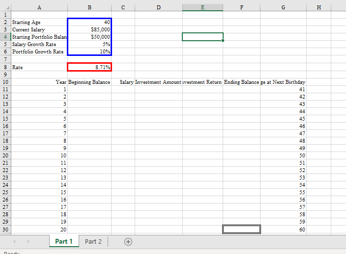 40 birthday (the sooner you start, the better!), retire at the age