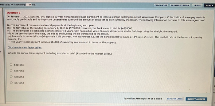  me: 03:39 PM / Remaining: 44 min CALCULATOR PRINTER VERSION BACK