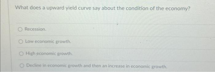  What does a upward yield curve say about the condition of