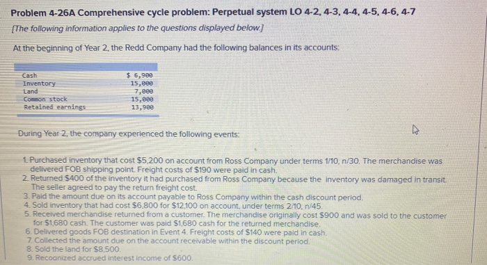  Problem 4-26A Comprehensive cycle problem: Perpetual system LO 4-2, 4-3,4-4, 4-5,