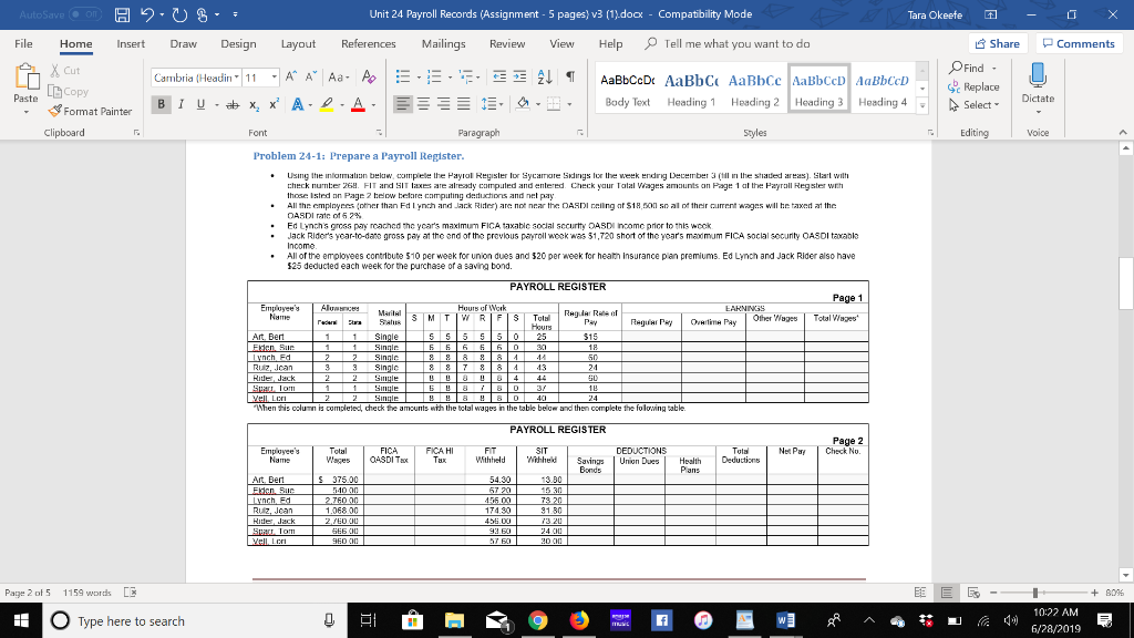 Unit 24 Payroll Records (Assignment 5 pages) v3 (1)doo Compatibility Mode
