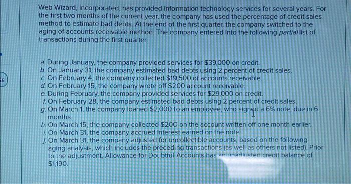  Web Wizard, Incorporated, has provided information technology services for several years.