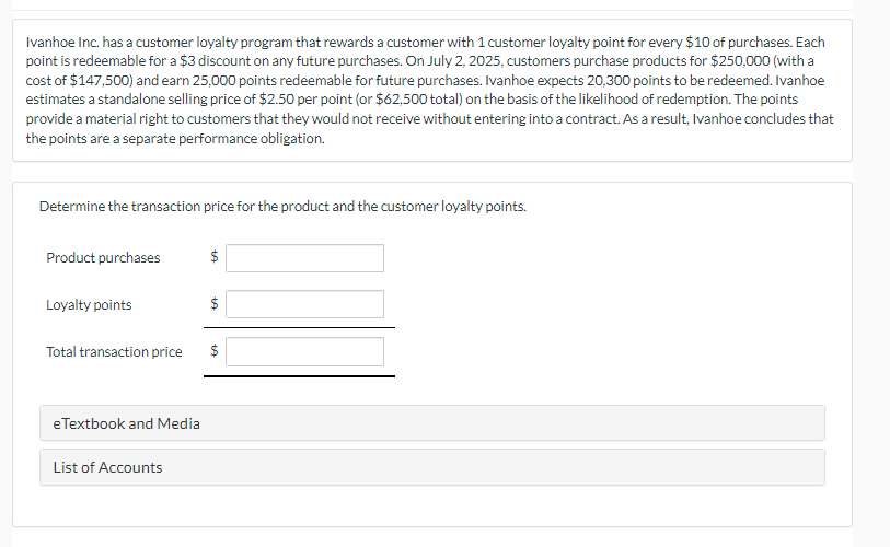 Ivanhoe Inc. has a customer loyalty program that rewards a customer