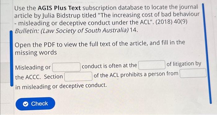  Use the AGIS Plus Text subscription database to locate the journal