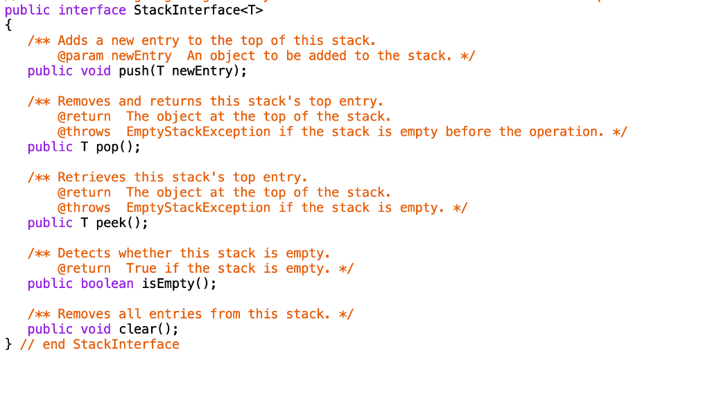 empty /** A class of stacks whose entries are stored in a