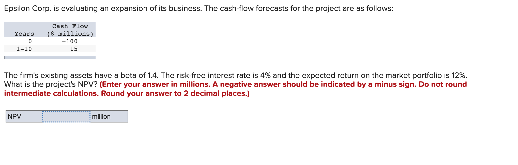 PLease provide a solution using Excel. Epsilon Corp. is evaluating an