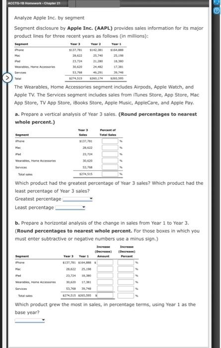  Analyze Apple inc. by segment Segment disclosure by Apple Inc. (AAPL)