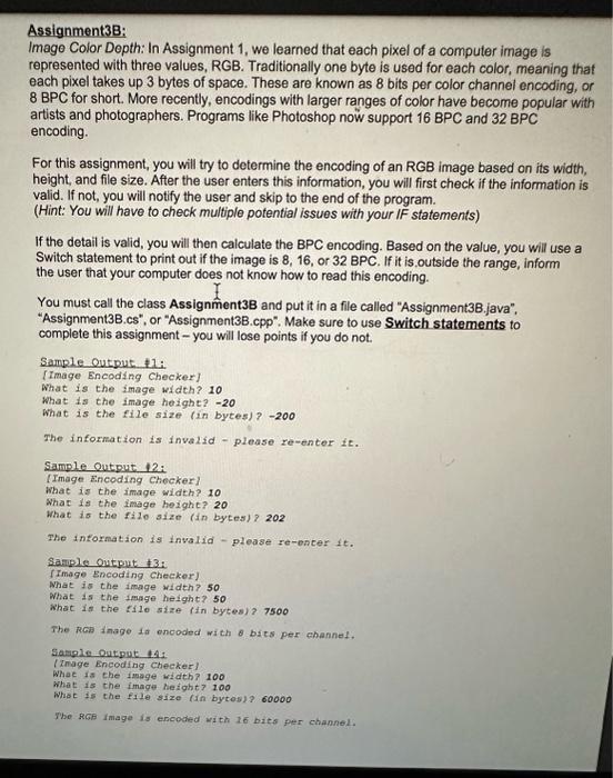 C# please with screen shot please Assignment3B: Image Color Dopth: In Assignment