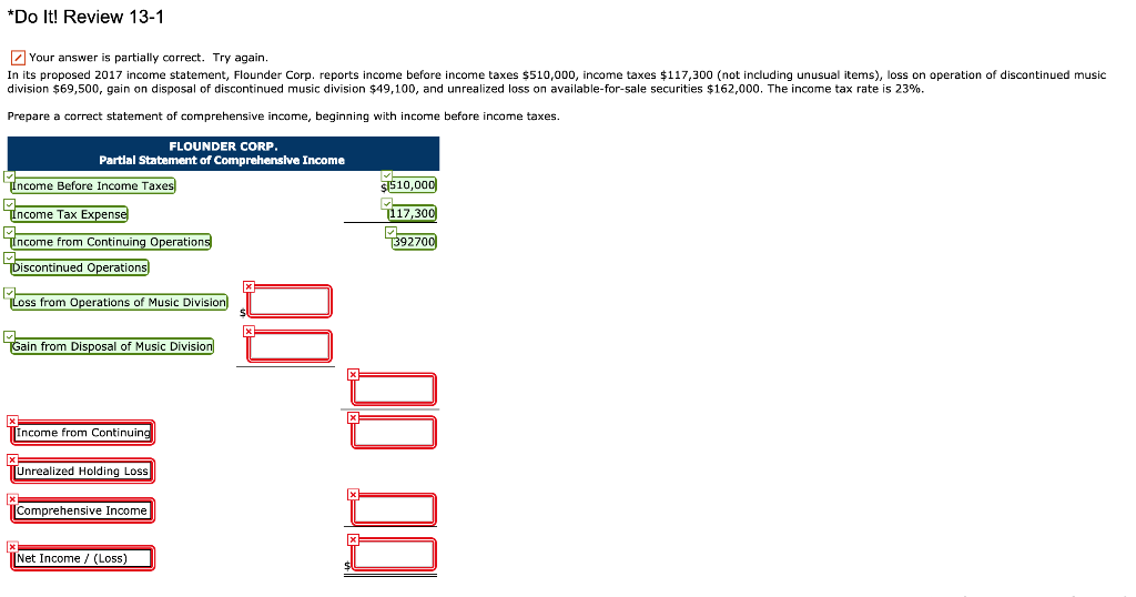 Please help!!! Do It! Review 13-1 Your answer is partially correct. Try