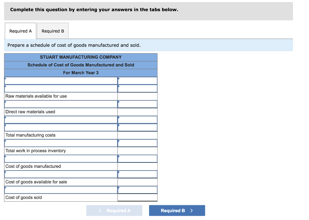 pertains to Stuart Manufacturing Company for March Year 3. Assume actual overhead