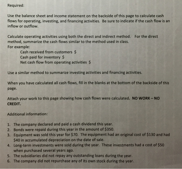  I need help with just the direct method. Thanks! Required: Use