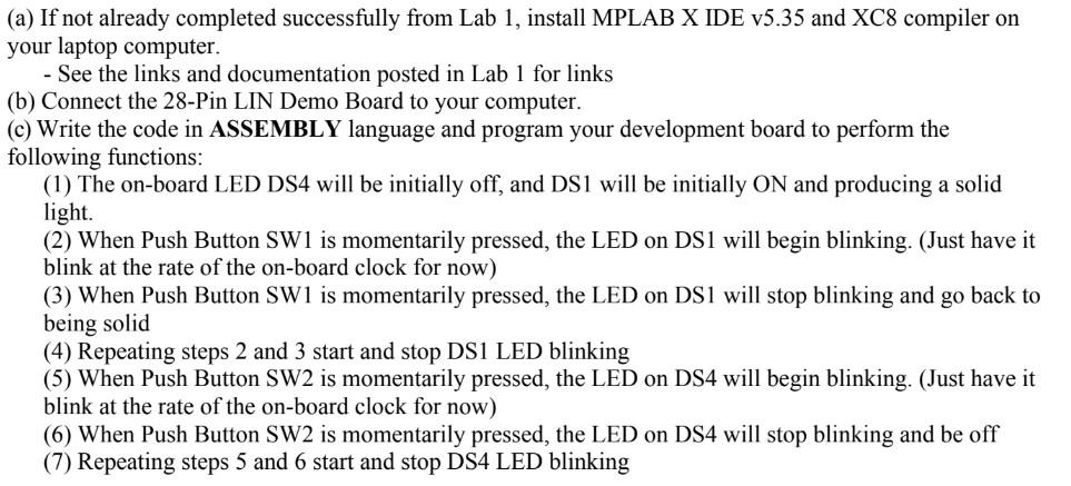  (a) If not already completed successfully from Lab 1, install MPLAB