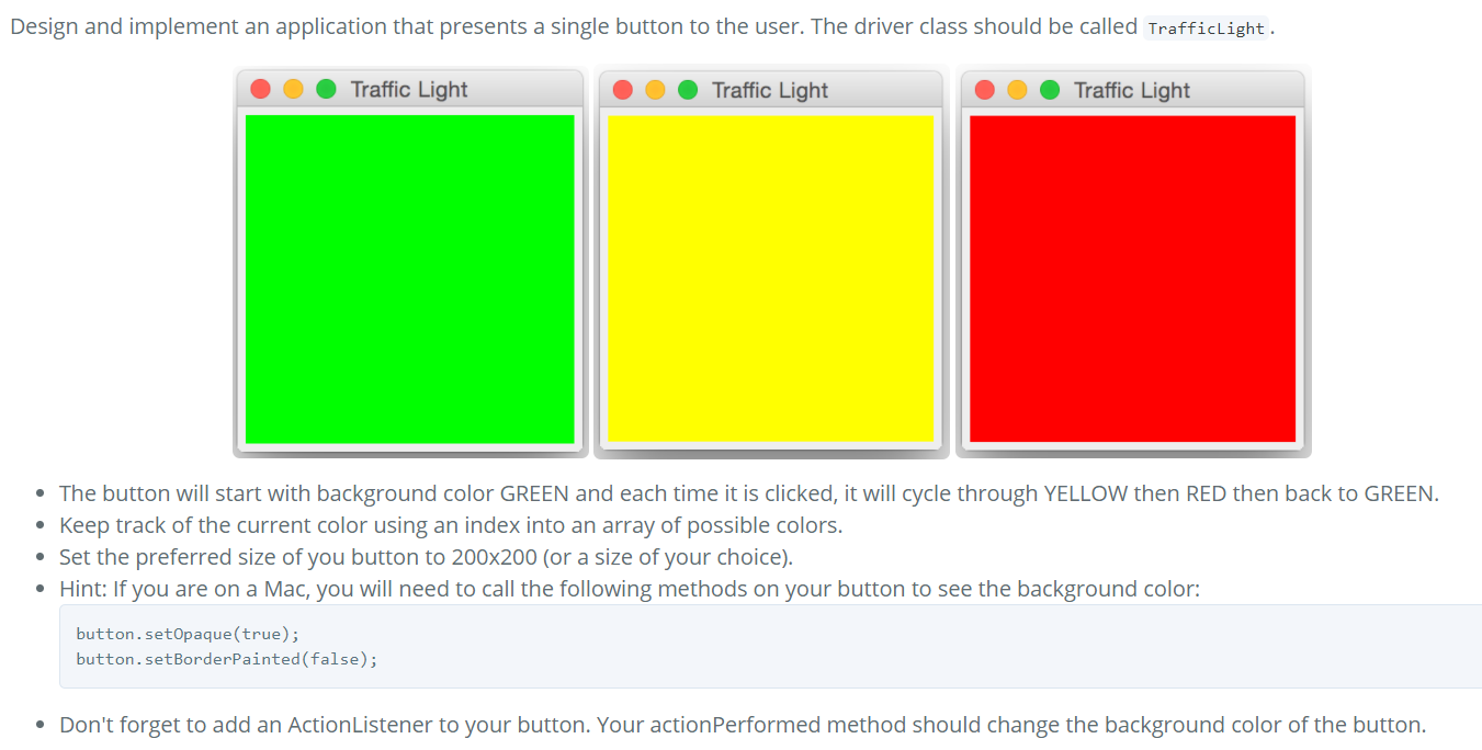 Language is Java! Design and implement an application that presents a single