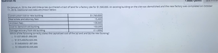  Question 45 points Santa On January 6, 2016, the UAE Enterprises